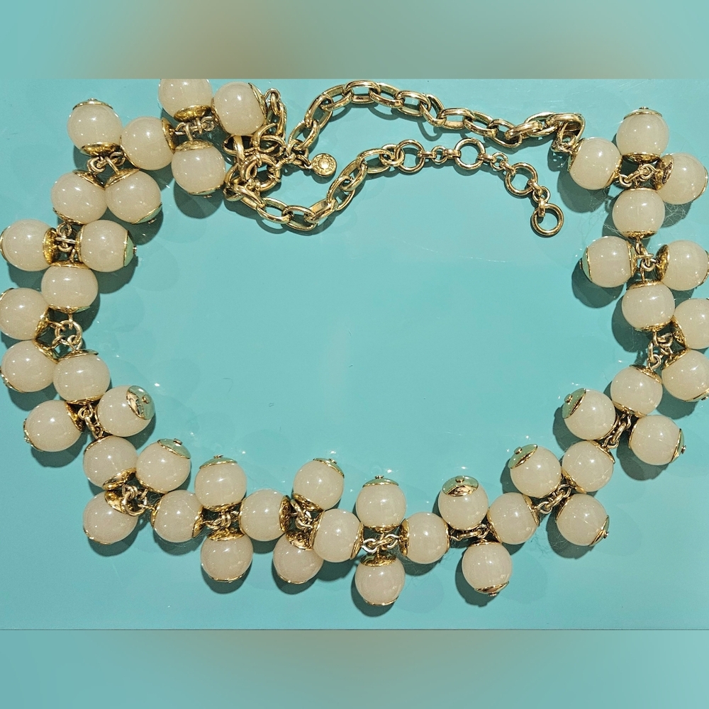 J.Crew Blush Pink Cluster Bead Statement‎ Necklace – Gold Tone